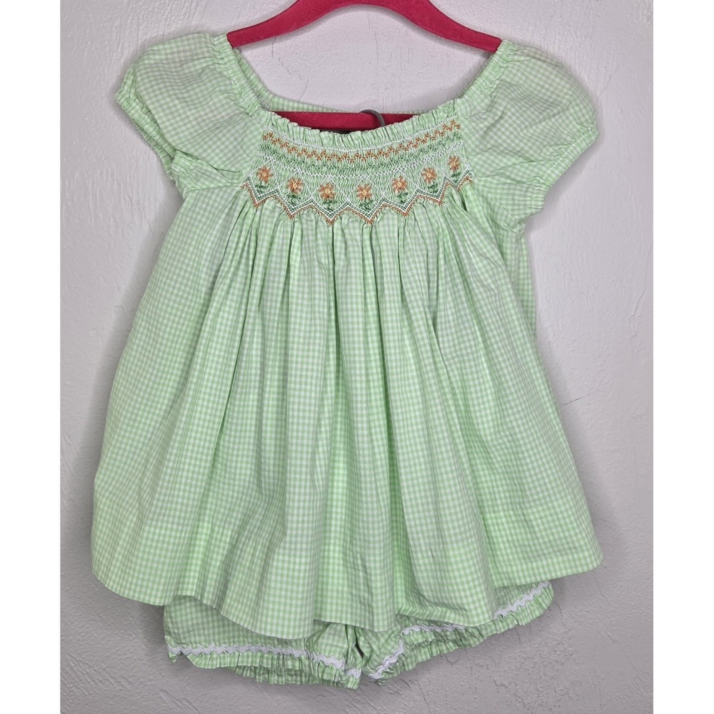 Vintage Orient Express Inc Girls Smocked Embroidered Size 2 Outfit Two Piece Set